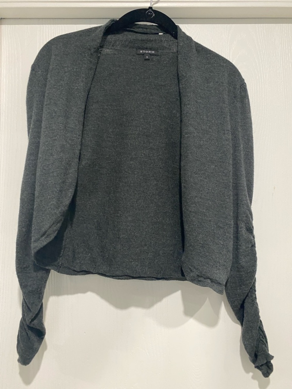 Storm 100% Merino Wool Open-Front Charcoal Cardigan